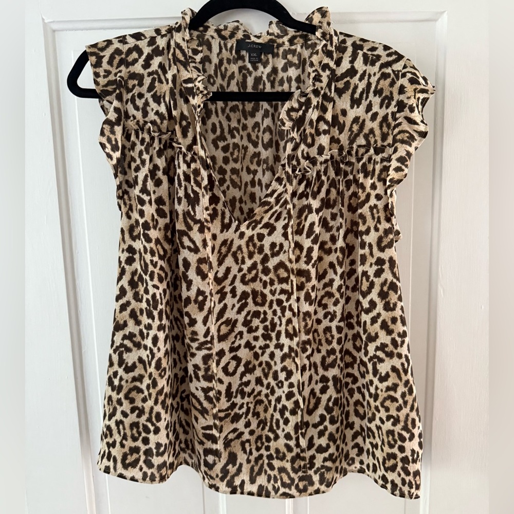 J.Crew Animal Print Top in Brown and Cream